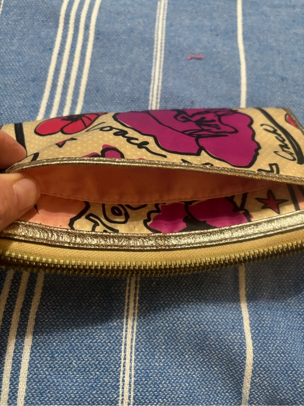 *****PROJECT WALLET** Coach Beige Floral Wristlet Poppy Print Wallet